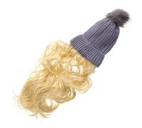 DEARMAMY Bonnet de Perruque pour Femme Chapeau de Perruque avec Extensions Coiffure Hiver Style Bouclé Naturel
