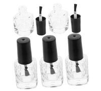 DEARMAMY Bouteilles De Vernis à Ongles Vides Avec Pinceau 5 Pièces 5 Ml Carrées Transparentes En Verre Pour Manucure Professionnelle Et Diy Sans Fuite