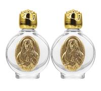 DEARMAMY Bouteilles d'eau Bénite Catholique Rechargeables et Portables Lot de 2 en Verre et Alliage Décorations D'église Mariage ou Usage à Domicile