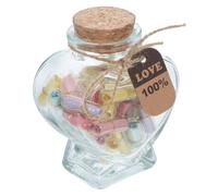 DEARMAMY Bouteilles Forme De Cœur Capsules De Messages Notes Pour Couples Petit Vase Décoratif Vide Avec Couvercle Liège