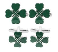 DEARMAMY Boutons de Manchette pour Homme en Alliage Vert Motif Trèfle et Cœur Lot de 2 Paires Finition Huilée Accessoires Classiques pour Chemise Élégante et Costumes Formels Présent
