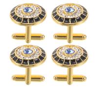 DEARMAMY Boutons de Manchette pour Homme Œil Turc en Métal, 2 Paires, Design Diamanté, Accessoires pour Poignets de Chemise à Clous, pour Costume, Smoking et Occasions Formelles
