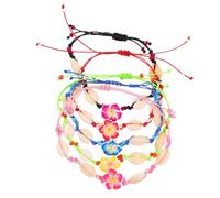 DEARMAMY Bracelet de Perles Bohème Tressé Main en Coquillages Naturels, Lot 5 Pièces Multicolores pour Femmes, Bijoux D’été Plage et Vacances Tropiques, Style Océan et Étoile de Mer