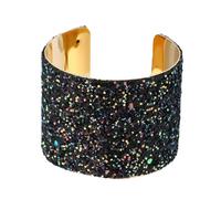 DEARMAMY Bracelet Manchette Large Ouvert à Paillettes Scintillantes Pour Accessoire Élégant Pour Fête Et Occasions Spéciales Noir