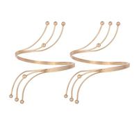DEARMAMY Bracelet Manchette Métallique En Alliage Doré 2pcs Pour Femmes Accessoire De Mode Élégant Pour Décoration De Bras Pour Sorties Et Occasions Spéciales