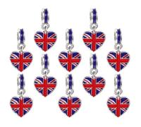 DEARMAMY Breloques Drapeau Britannique en Alliage 12 Pièces Cœur DIY pour Bracelets Création de Bijoux Patriotiques Accessoires Fête Royaume-Uni Pendentifs pour Bracelets et Colliers