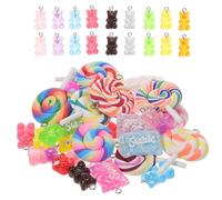 DEARMAMY Breloques Ours en Résine Légères et Faciles à Utiliser pour Fabrication de Bijoux Diy, Pendentifs Sucettes pour Bracelets et Porte-clés, 1 Set pour Création Artisanale