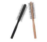 DEARMAMY Brosse à Cheveux Bouclés 2Pcs Mini Brosse Ronde Coiffante pour Cheveux Épais Peigne à Rouleau en Bois Outil de Séchage Sèche-Cheveux