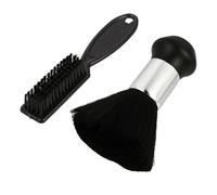 DEARMAMY Brosse à Cheveux de Coupe et Nettoyage Lot de 2 Pièces Plumeau de Cou en Nylon Doux Portable pour Salon de Coiffure et Institut de Beauté