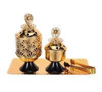 DEARMAMY Brûleur D’Parfum Arabe en Métal Doré Petit Format Porte-Parfum Portable Mubkhara Résistant Haute Température pour Décoration Festive et Rituels Aromatiques