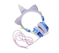 DEARMAMY Casque Audio Garçon et Filles Licorne Stéréo Filaire Bleu 3,5 Mm