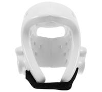DEARMAMY Casque de Boxe Ergonomique en PU Blanc pour Taekwondo et Boxe, Équipement de Protection Portable pour Entraînement et Combat