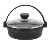DEARMAMY Casserole Japonaise Fonte Épaisse avec Couvercle Marmite Sukiyaki Pratique pour Cuisson Uniforme Pot à Soupe Multifonction Adapté Maison et Plein Air