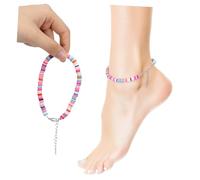 DEARMAMY Chaîne Cheville Colorée Pâte Polymère Boho Accessoire Cheville Étanche et Résistant Mode pour Femmes et Filles Accessoire été Plage