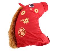 DEARMAMY Chapeau de L'année du Cheval Rouge en Peluche Coton Pp, Accessoire Amusant pour Fête Costumée et Carnaval, pour Événements Déguisés 2026