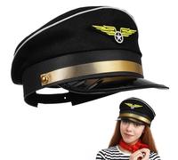 DEARMAMY Chapeau De Pour Enfants Costume De Chapeau Chapeaux De Pilote Chapeau Fou Chapeau De Pilote Confortable Chapeau De Pilote Pour Adultes Chapeau Marin Marin Polyester Black