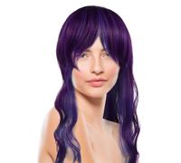 DEARMAMY Cheveux Longs Bouclés Ondulés Rétro Spray pour Costume Frisée Perruques pour Femmes Perruques Masculines Fil Haute Température Violet,Mauve