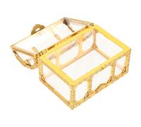 DEARMAMY Coffre au Trésor Transparent Doré Petite Boîte à Bonbons Couvercle, Boîte à Trésors en Plastique pour Fête D’anniversaire, Rangement Décoratif Pratique pour Souvenirs et Bonbons,