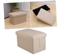 DEARMAMY Coffre de Rangement Pliable pour Jouets Pouf avec Couvercle Repose Chambre ou Salon Beige