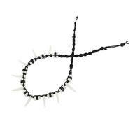 DEARMAMY Collier Dent de Loup Artificielle Tissé Main Bijoux pour Hommes et Femmes Accessoire de Mode Unique pour Halloween et Fêtes