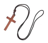 DEARMAMY Collier Pendentif Croix Chrétienne en Bois de Santal, Bijou Unisexe Brun Rougeâtre, Sculpté la Main, Style Vintage, pour Usage Quotidien et Occasions Religieuses, Présent