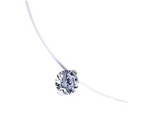 DEARMAMY Collier Pendentif En Zircon Transparent, Fil Invisible Fil De Pêche, Chaîne Ajustable, Pendentif 0,8 Cm Pour Femme, Ras De Cou Délicat, Bijou Léger Et Élégant