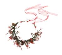DEARMAMY Couronne De Fleurs De Noël Faite Main Avec Baies Rouges Coiffe De Noël Pour Femmes Accessoire Floral Pour Mariage Et Séance Photo
