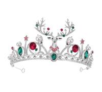 DEARMAMY Couronne de Noël Baroque Alliage avec et Perles Artificielles Diadème Cerf Festif pour Mariage et Accessoires Cheveux Femme pour Fêtes
