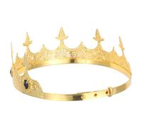 DEARMAMY Couronne Médiévale Ajustable en Métal Or et Noir avec Strass Bandeau Royal Unisexe pour Costume Chevalier Cosplay Prince et Fêtes