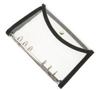 DEARMAMY Couverture de Classeur Pvc Transparent Liseré Pailleté Noir, Coque Légère et Réutilisable pour Mini Classeur à Feuilles Mobiles, Protège-cahier Esthétique pour Fournitures