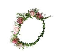 DEARMAMY diadème de couronne mariées mariages demoiselles d'honneur casque Diadèmes rose coiffe de couronne de fleurs de mariée couronne de fleurs femme bandeau dame coiffe de fée Plastique