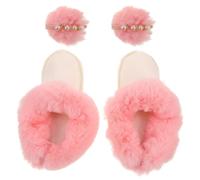 DEARMAMY Doublure Chaude pour Chaussures Hiver, Peluche Rose, Taille 40-41 | Amovible et Lavable, Protection Complète, Ski et Randonnée, avec 2 Pompons, Usage Polyvalent