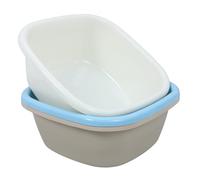 DEARMAMY Ensemble 3 Bassines à Vaisselle Carrées Grandes Tailles En Pp Épaissi Bleu, Blanc Et Kaki, Lavabo En Plastique Multi-usages Pour Maison Et Lavage Biberons