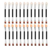 DEARMAMY Ensemble 30 Pinceaux Maquillage Yeux Double Embout Argenté Aluminium Applicateur Biseauté Sourcils et Éponge Latex Outil Beauté Portable pour Fard à Paupières Poudre et Crème