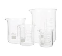 DEARMAMY Ensemble 4 Pièces Béchers en Verre Borosilicate Haute Température, Graduations Claires, Capacité 50ml 100ml 250ml 600ml, Tasses à Mesurer Précises pour Laboratoire et Usage