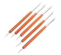 DEARMAMY Ensemble 5 Pcs Outils de Modelage Argile Double Embout Silicone Manches Bois Stylos à Embosser et Pointiller pour Poterie Céramique Pâte Polymère Accessoires Précision