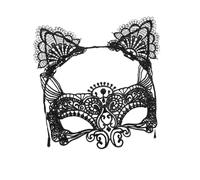 DEARMAMY Ensemble Bandeau Dentelle Chic 2 Pièces, Serrage-tête Oreilles De Chat Noir, Cache-yeux Cosplay Léger Et Confortable, Accessoires Fêtes Déguisées Pour Adultes Et Adolescents
