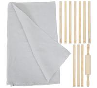 DEARMAMY Ensemble D’Outils de Poterie 12 Pièces avec Guides de Profondeur Rouleaux à Pâtisserie pour Argile Tapis en Lin Naturel Kit Polyvalent pour Modelage Manuel et Pâte Polymère