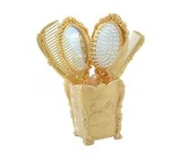 DEARMAMY Ensemble De Peignes Anti-statiques Miroir En Pvc Doré Compact Pour Femmes Utilisation Salon Coiffure Maquillage