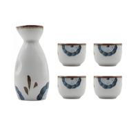 DEARMAMY Ensemble de Tasses à Saké Émaillées Japonaises 4 X 35 ML Pot à Saké en Céramique 170 ML Traditionnel pour Maison Bar et Restaurant Décoration et Présent