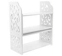 DEARMAMY Étagère de Bureau en Bois Réglable Bibliothèque de Bureau Compacte Blanche Modulable Espace de Travail et Rangement Design Portable et Stable Pratique