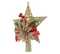DEARMAMY Étoile de Noël Décorative à Cinq Branches en Plastique Doré Décoration Suspendue Vintage pour Sapin Accessoire Festif Intérieur Ornement Lumineux pour Fête de Noël