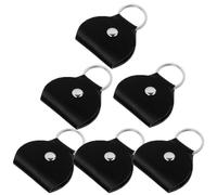 DEARMAMY Étui à Médiators en Cuir PU Noir, Lot de 6 Porte-Médiators Porte-Clés, Petite Pochette de Rangement Portable pour Accessoires Guitare et Basse, Voyage et Usage Extérieur