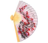 DEARMAMY Éventail Mural Pliant Chinois 05X09 M en Bambou et Papier Décoration Murale Traditionnelle Rose Prunier Accessoire Photo Mariage et Fête à Thème Asiatique