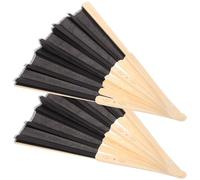 DEARMAMY Éventail Pliable à Main Vintage 2pcs Léger et Facile à Ranger en Bois et Papier avec Paquet en Mesh pour Danse et Présents de Mariage