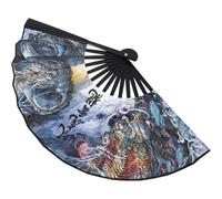 DEARMAMY Éventail Pliable en Soie et Plastique Motifs Dragon Chinois Élégant et Rétro 1 Pièce Accessoire de Danse et Décoration pour Fêtes Mariage et Photos