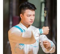 DEARMAMY Éventail Pliant Vintage Style Chinois Éventail de Danse Pliable pour Spectacles et Performances Accessoire Scène Tai Chi Kung Fu Motif Dragon Noir Classique