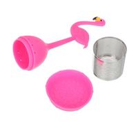 DEARMAMY Filtre à Thé En Silicone Et Acier Inoxydable, Passoire Fine Réutilisable, Infuseur à Thé En Vrac, Couleur Rose Flamant, Compatible Maison Et Bureau, Accessoire Pratique Pour Infusion