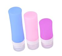 DEARMAMY Flacons de Lotion Souples 4 Pièces 38ml-60ml-80ml Cylindriques en Silicone Multicolores pour Voyageurs Kit de Contenants Cosmétiques Paquet Pvc