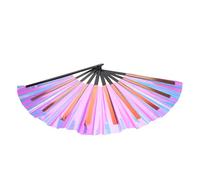 DEARMAMY Grand Éventail Pliable Holographique en PVC Grand Format Irisé Laser Éventail Portable de Danse en Ligne et Carnaval Accessoire Léger pour Fêtes et Performances